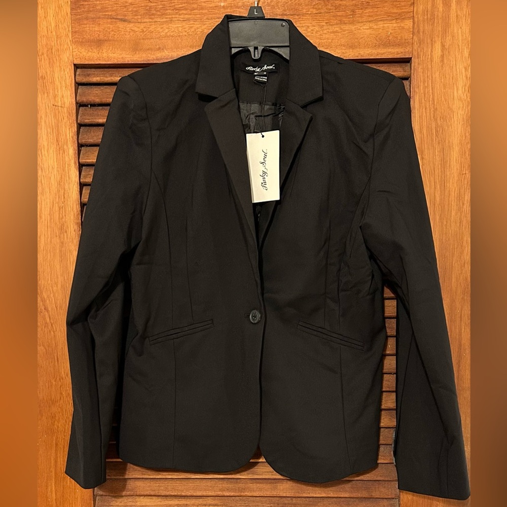 NWT FUNKY SOUL Black Lightweight Business Casual Summer/Fall Office Blazer LG